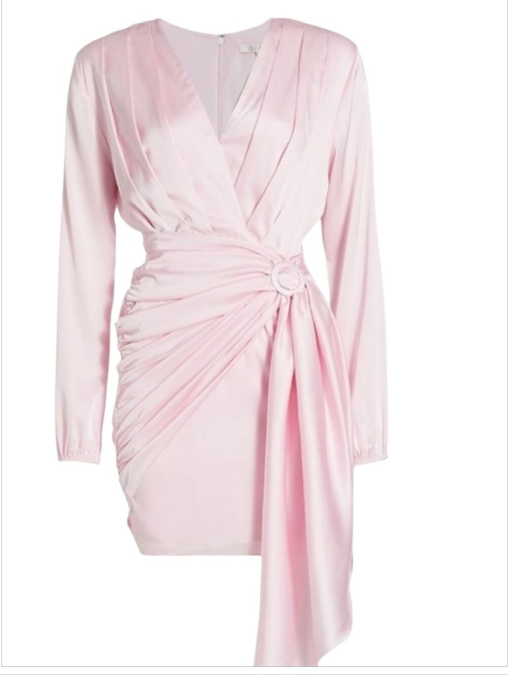 Wayf Attina Belted Wrap Dress Pink Satin Cocktail Mini NWT Size M